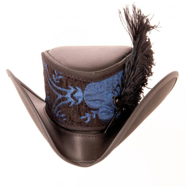 Topi Cowboy dengan Kombinasi Kulit dan Kain